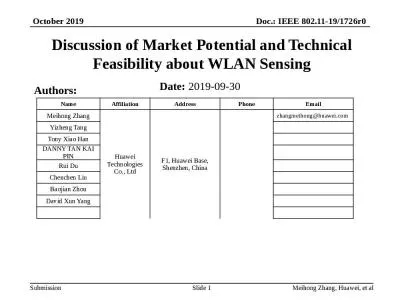 Discussion of Market Potential and Technical Feasibility about WLAN Sensing