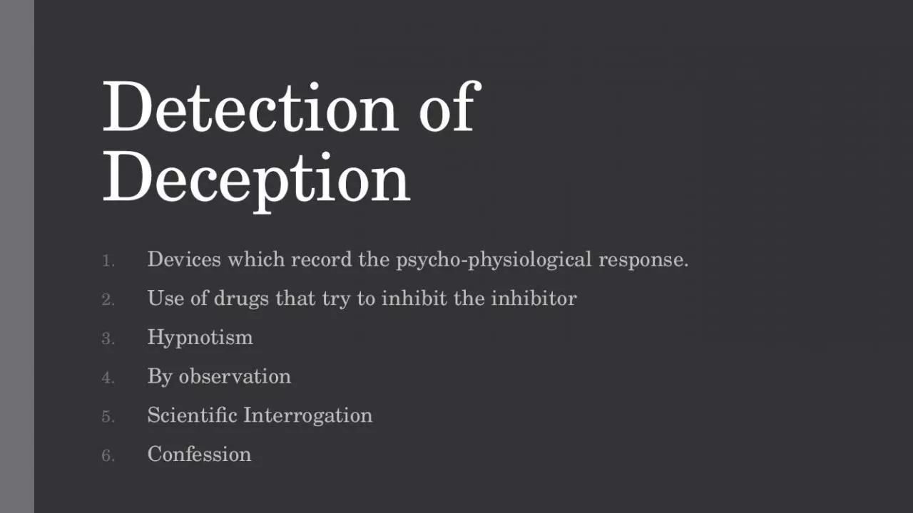 PPT-Detection of Deception