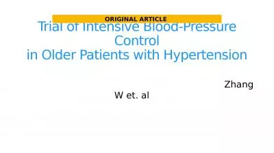 Trial of Intensive Blood-Pressure Control in Older Patients with Hypertension