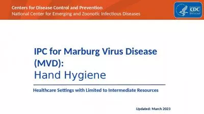 IPC for Marburg Virus Disease (MVD):  Hand Hygiene