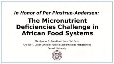 In Honor of Per Pinstrup-Andersen:  The Micronutrient Deficiencies Challenge in African Food Systems