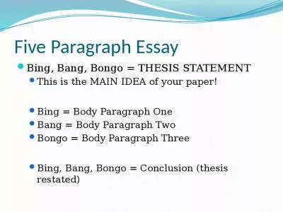 Five Paragraph Essay