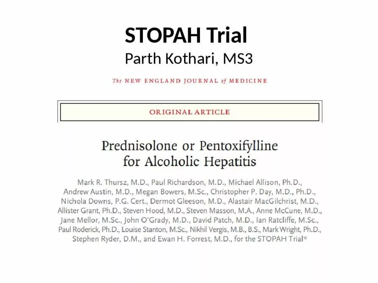 PPT-STOPAH Trial Parth Kothari, MS3