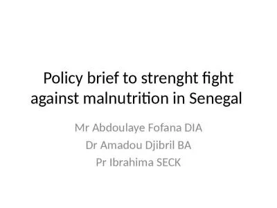 Policy brief to strenght fight against malnutrition in Senegal