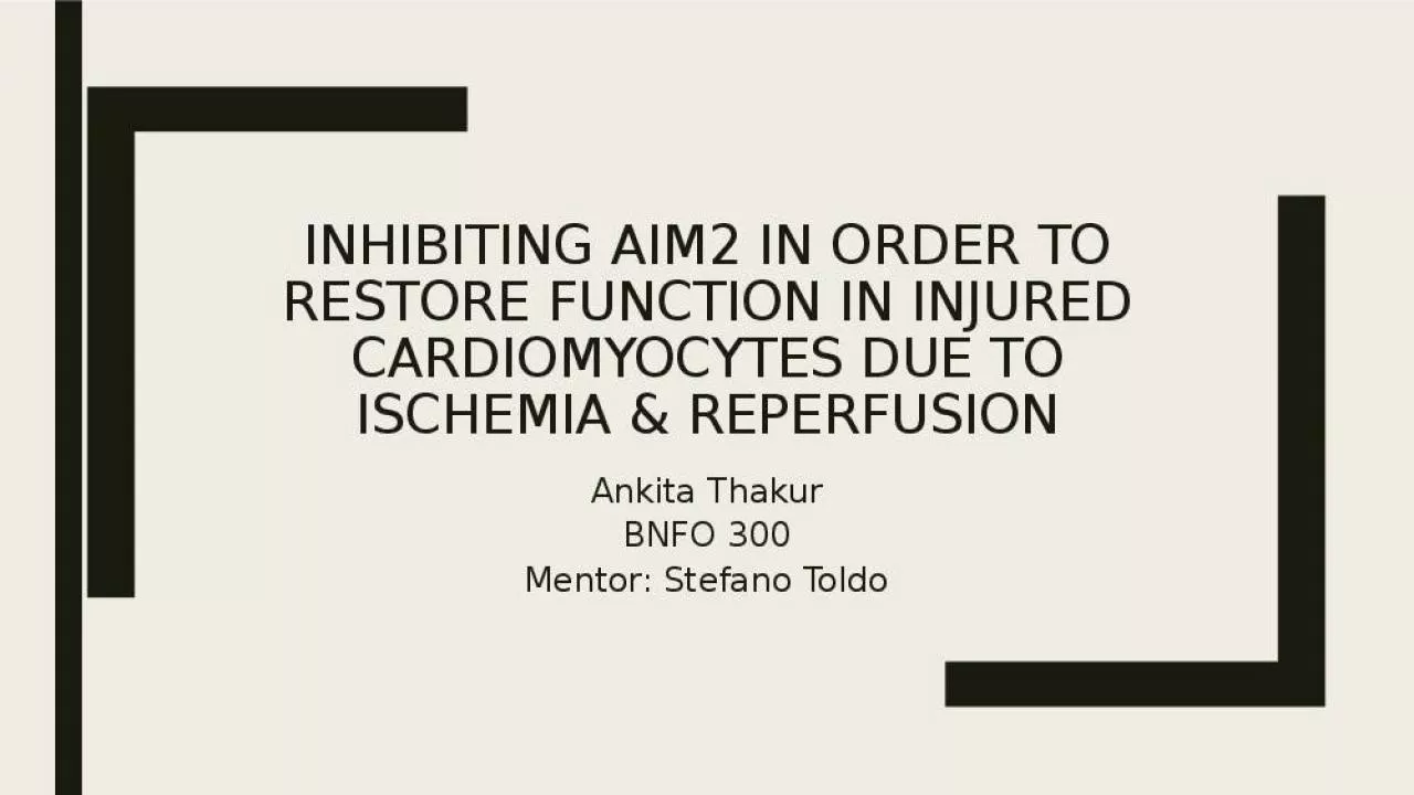 PPT-INHIBITING AIM2 IN ORDER TO RESTORE FUNCTION IN INJURED CARDIOMYOCYTES DUE TO ISCHEMIA