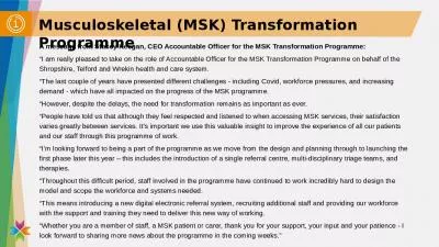 Musculoskeletal (MSK) Transformation Programme