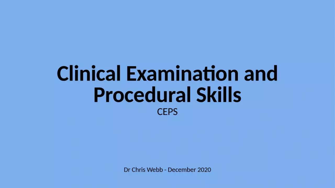 PPT-Clinical Examination and Procedural Skills