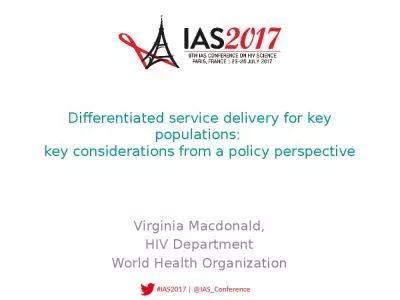 Differentiated service delivery for key populations:  key considerations from a policy perspective