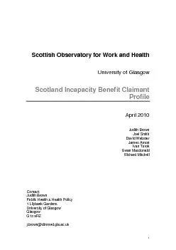Scottish Observatory for Work and Health University of Glasgow 
...