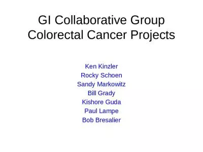 GI Collaborative Group Colorectal Cancer Projects