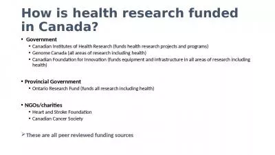 How is health research funded in Canada?