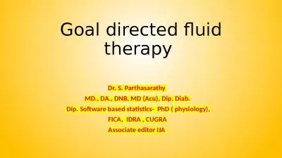 Goal directed fluid therapy