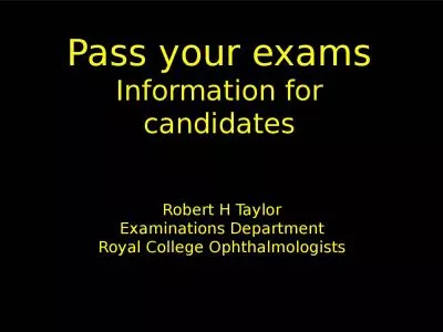 Pass your exams Information for candidates