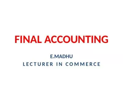 FINAL ACCOUNTING