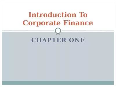 Introduction To Corporate Finance