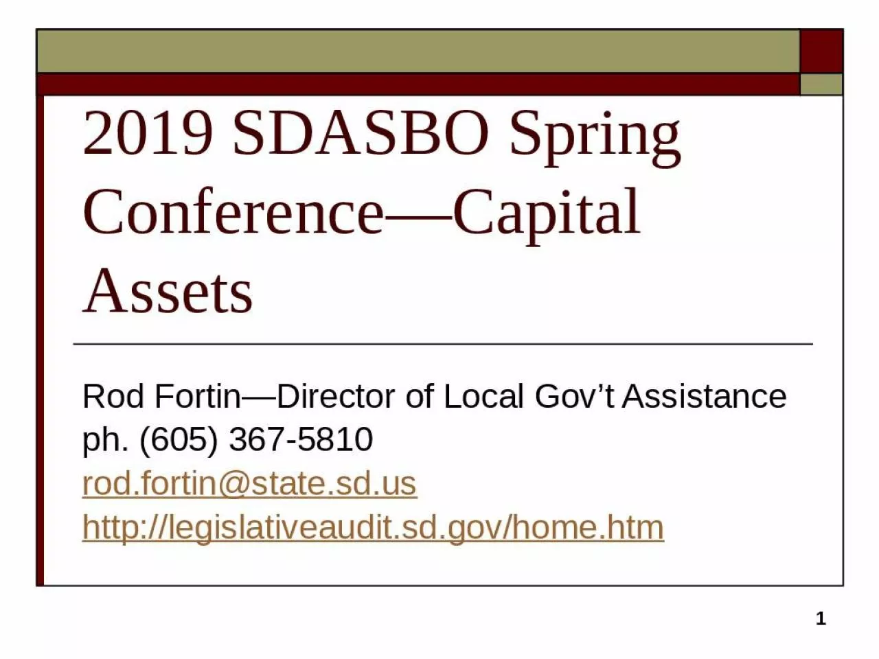 PPT-2019 SDASBO Spring Conference Capital Assets