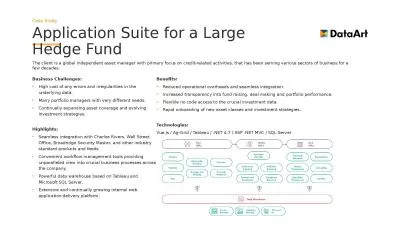 Application Suite for a Large Hedge Fund