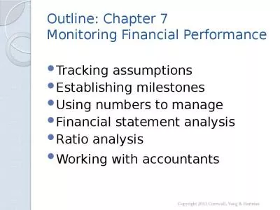 Outline: Chapter 7 Monitoring Financial Performance