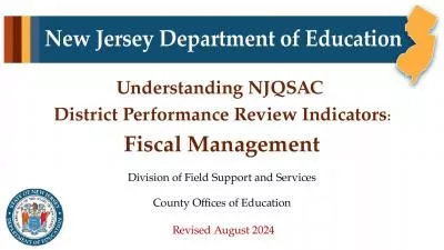 Understanding NJQSAC District Performance Review Indicators: Fiscal Management