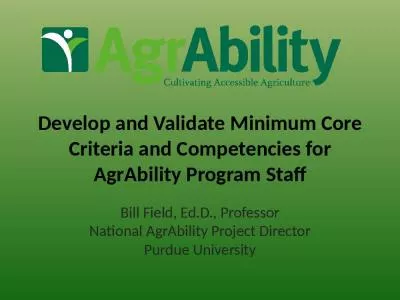 Develop and Validate Minimum Core Criteria and Competencies for AgrAbility Program Staff