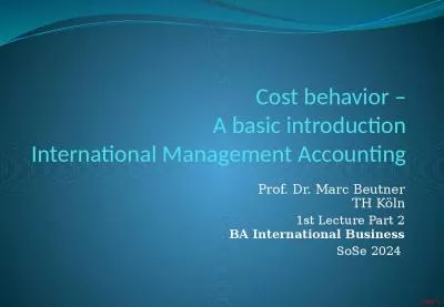 Cost behavior  A basic introduction International Management Accounting