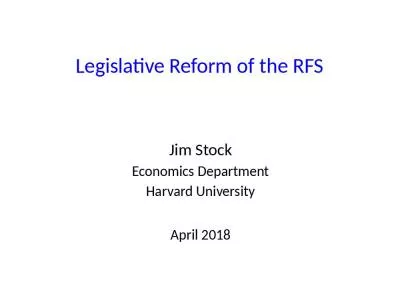 Legislative Reform of the RFS