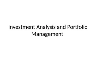 Investment Analysis and Portfolio Management