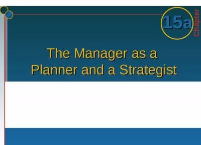 The Manager as a  Planner and a Strategist