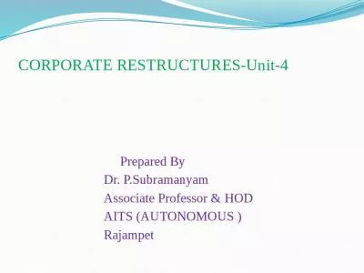 CORPORATE RESTRUCTURES-Unit-4