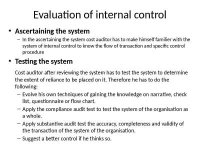 Evaluation of internal control