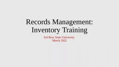 Records Management: Inventory Training