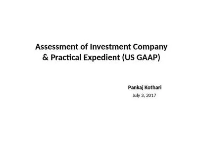 Assessment of Investment Company & Practical Expedient (US GAAP)