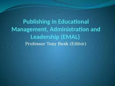 Publishing in Educational Management, Administration and Leadership (EMAL)