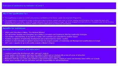 Overview of Leadership Accreditation at Level 7