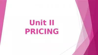 Unit II PRICING