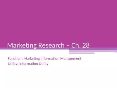 Marketing Research   Ch. 28