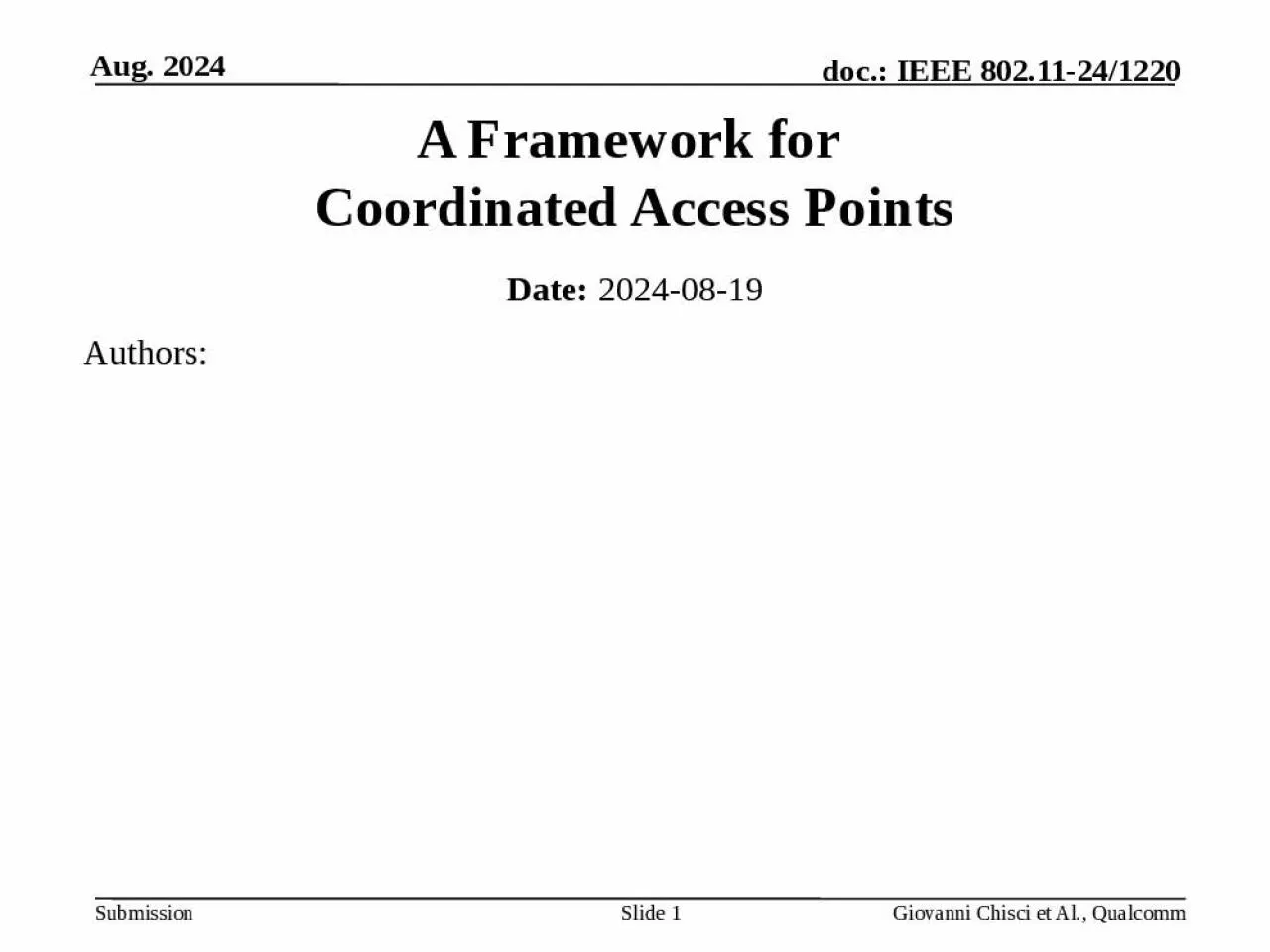 PPT-A Framework for Coordinated Access Points