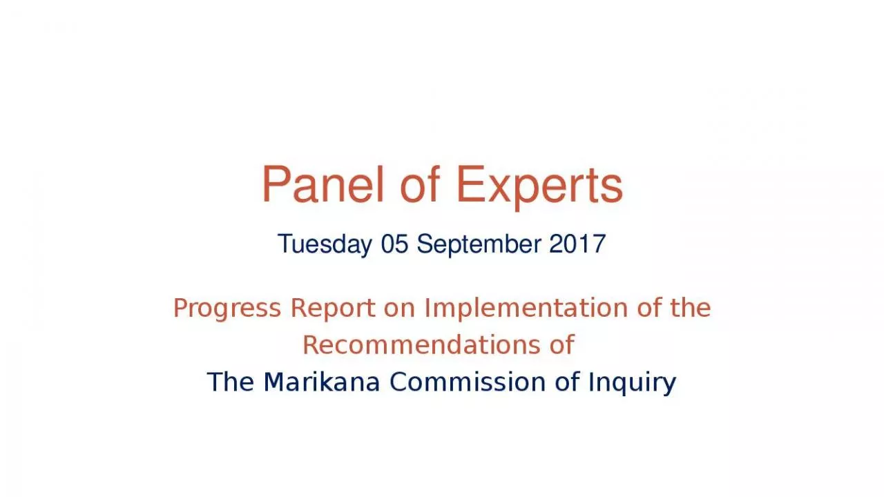 PPT-Panel of Experts Tuesday 05 September 2017