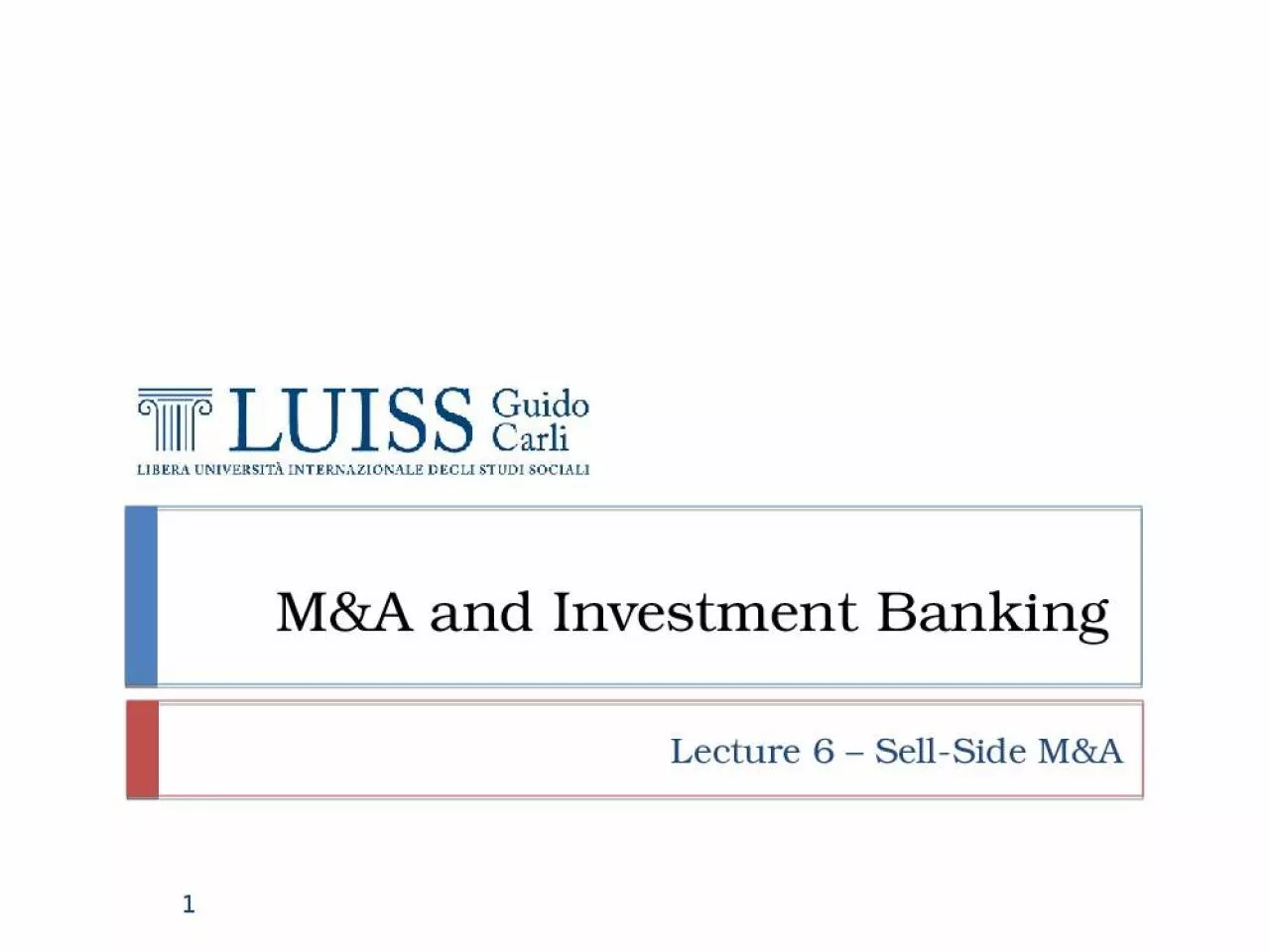 PPT-M&A and Investment Banking