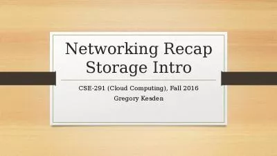 Networking Recap Storage Intro