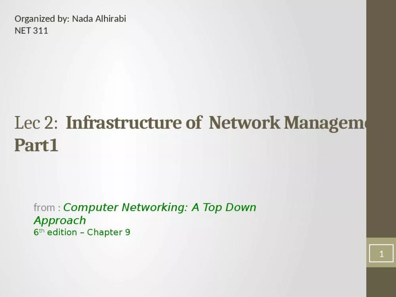 PPT-Lec 2: Infrastructure of Network Management Part1