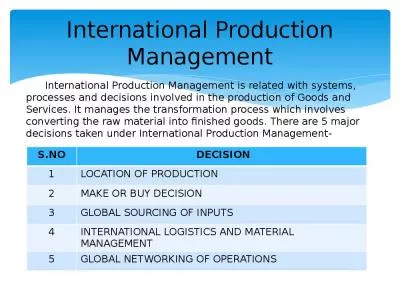 International Production Management