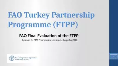 FAO Turkey Partnership Programme (FTPP)