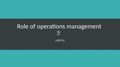 Role of operations management