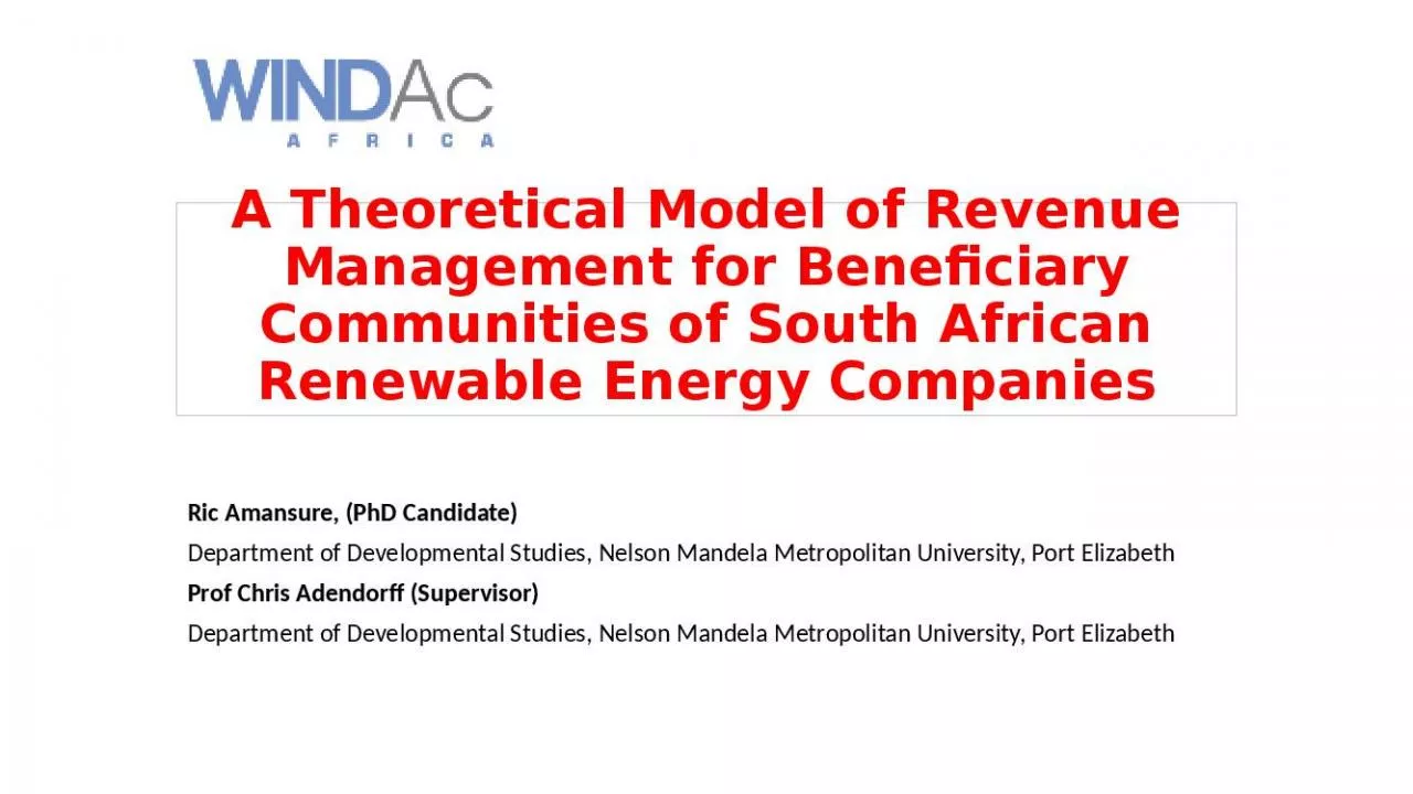 PPT-A Theoretical Model of Revenue Management for Beneficiary Communities of South African