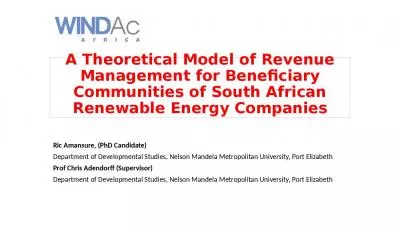 A Theoretical Model of Revenue Management for Beneficiary Communities of South African Renewable Energy Companies