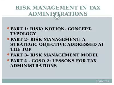 RISK MANAGEMENT IN TAX ADMINISTRATIONS