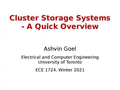 Cluster Storage Systems - A Quick Overview