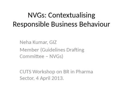 NVGs: Contextualising Responsible Business Behaviour