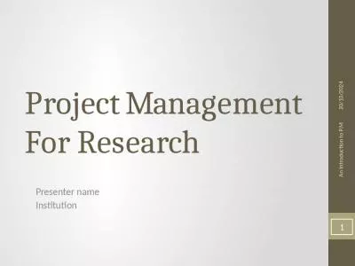 Project Management For Research